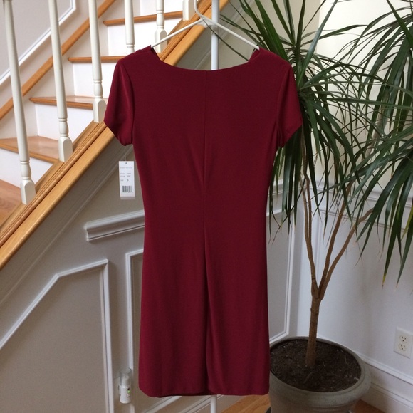 NWT draped front dress ruched sides red wine 6 - Picture 4 of 6